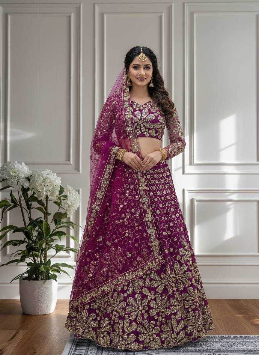 Butterfly Net Embroidered Lehenga - MYLUXURY LANE ENTERPRISE